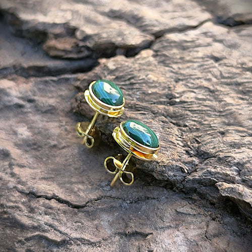 Boucles d'oreilles plaqué or Classica avec malachite | EMPREINTES Paris - EMPREINTES Paris