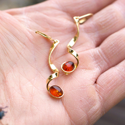 Boucles d'oreilles plaqué or et ambre | EMPREINTES Paris - EMPREINTES Paris