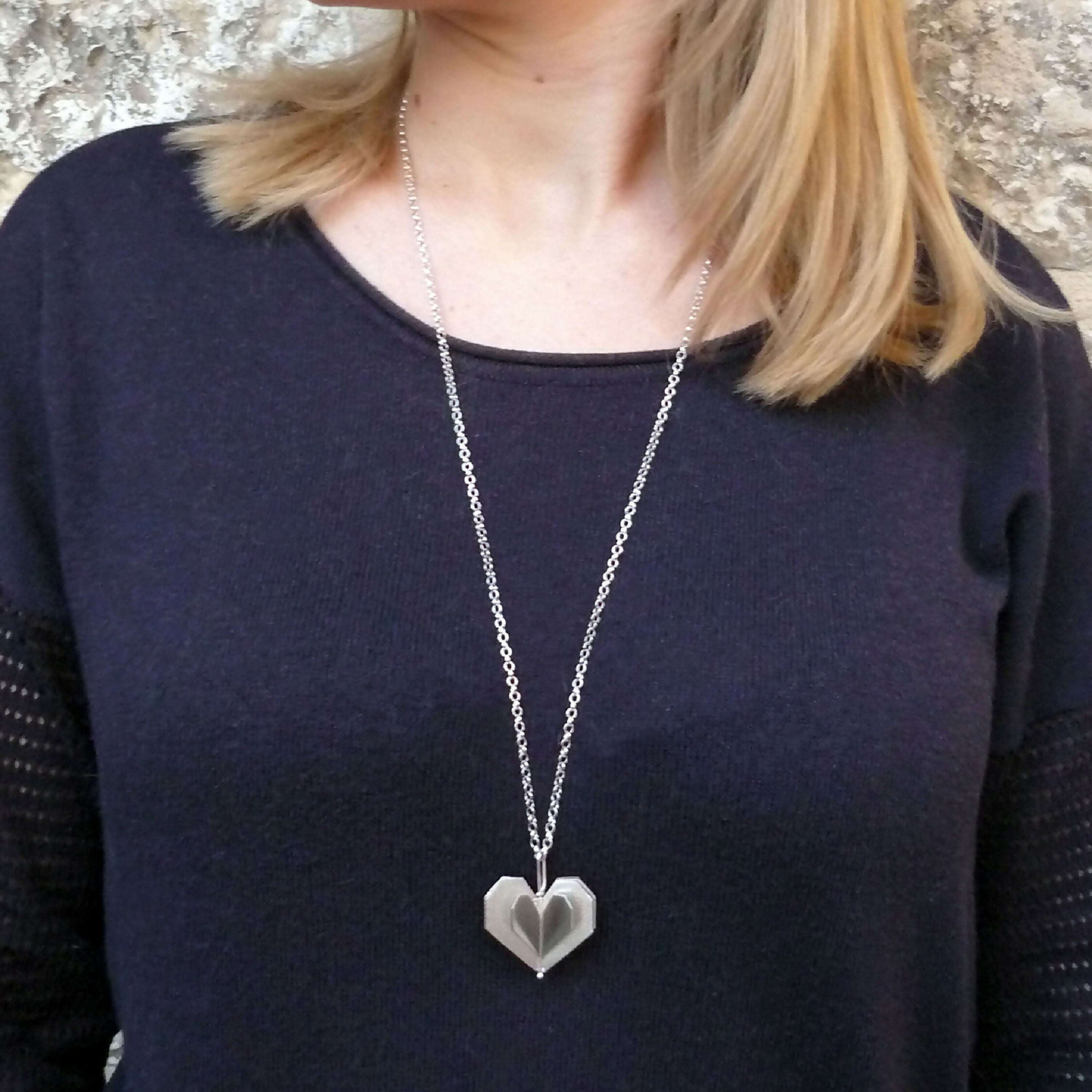 Sautoir coeur argent rhodié | EMPREINTES Paris