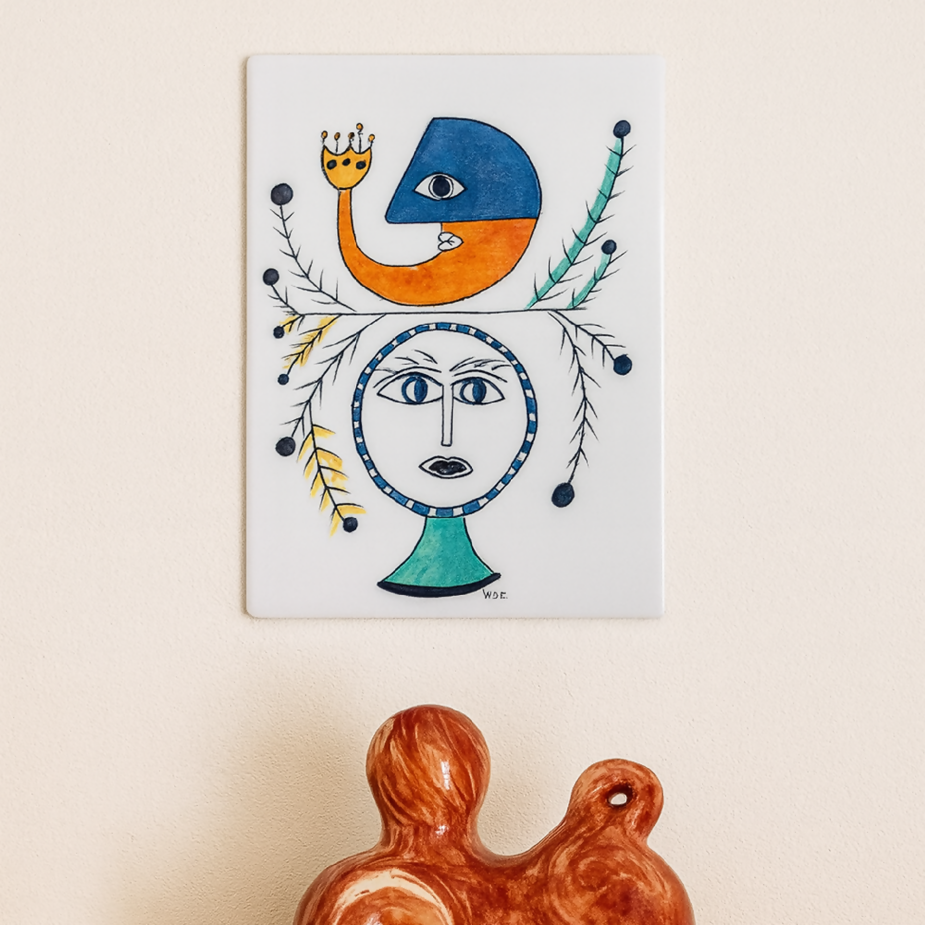 Porcelaine murale Deux têtes - face et profil | EMPREINTES Paris