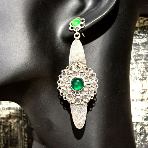 Boucles d oreilles argent agate verte | EMPREINTES Paris - EMPREINTES Paris