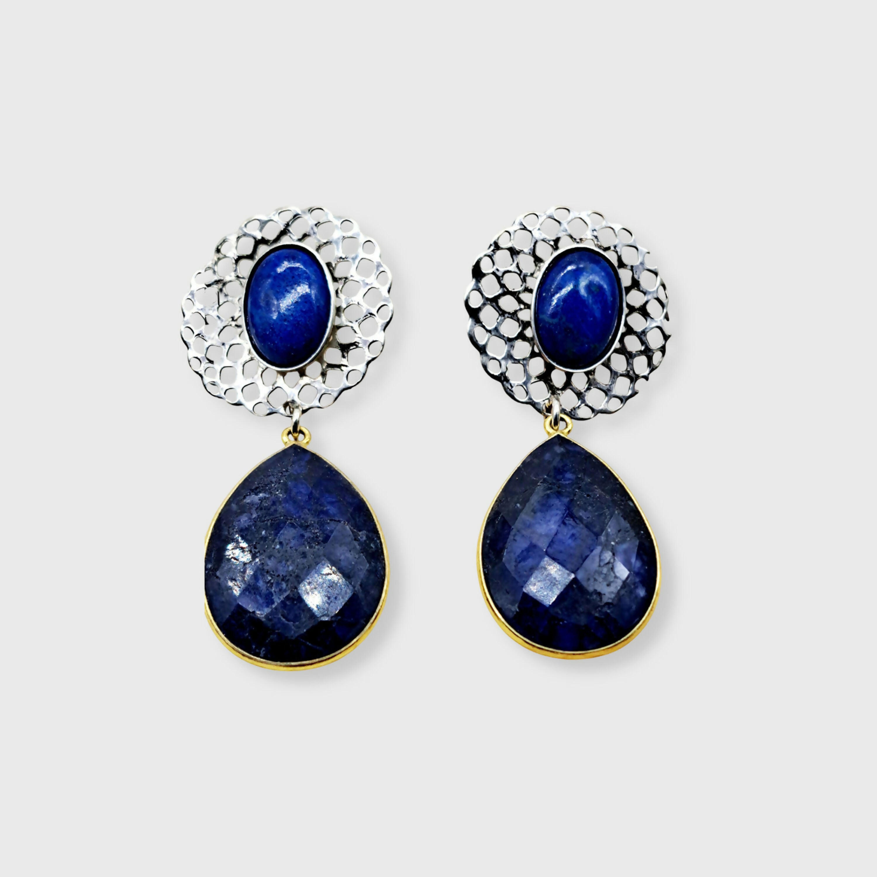 Boucles argent , Lapis lazuli 12 | EMPREINTES Paris