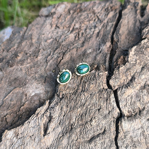 Boucles d'oreilles plaqué or Classica avec malachite | EMPREINTES Paris - EMPREINTES Paris