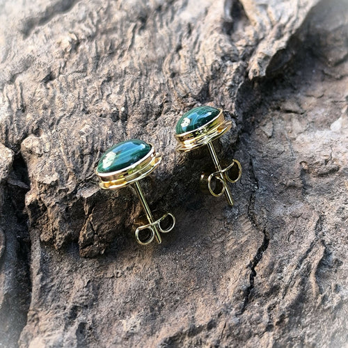 Boucles d'oreilles plaqué or Classica avec malachite | EMPREINTES Paris - EMPREINTES Paris