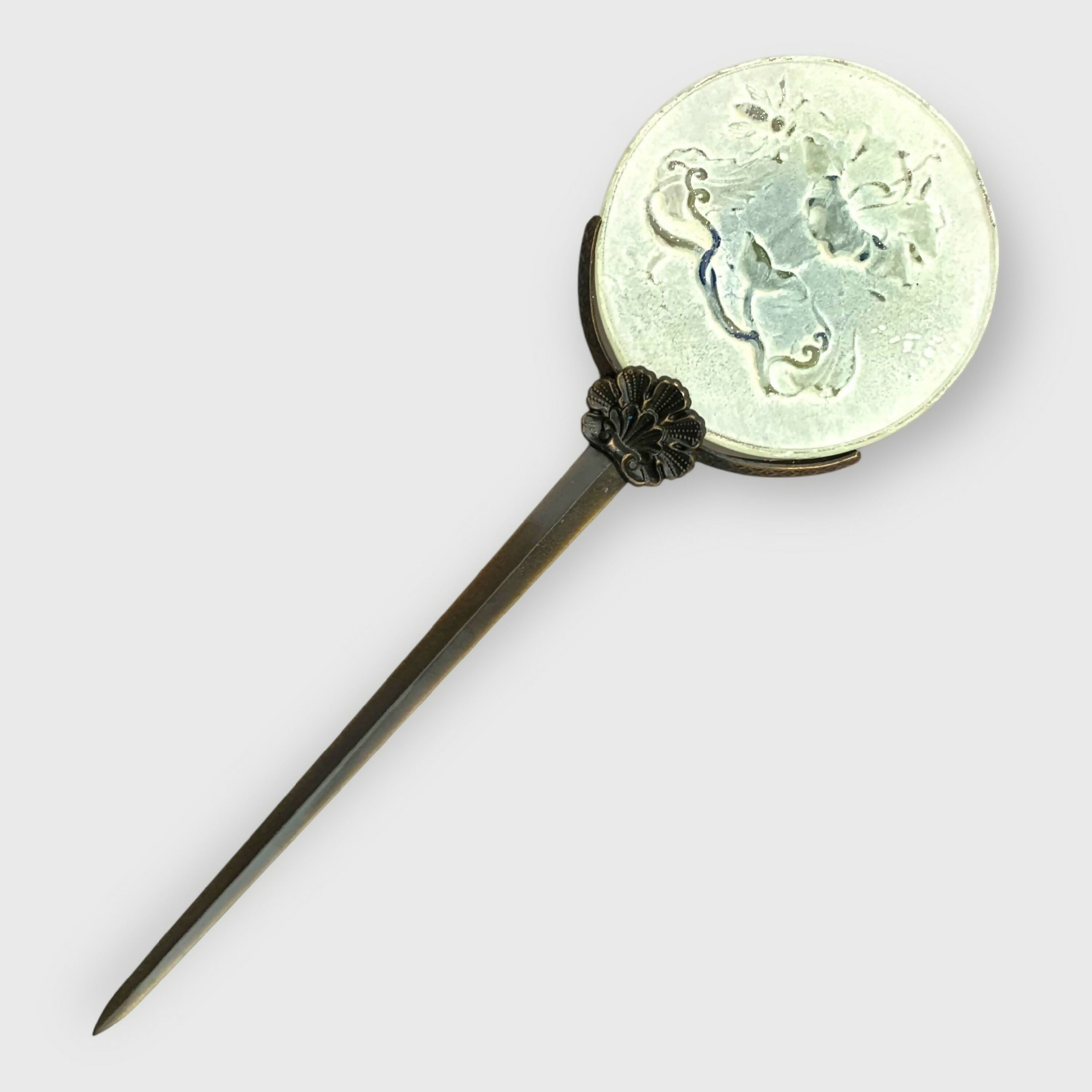 fleur, floral, vert, bleu, art nouveau, art decoratif, cadeau homme, idee cadeau homme, coupe papier, ouvre-lettres, cadeau bureau | EMPREINTES Paris