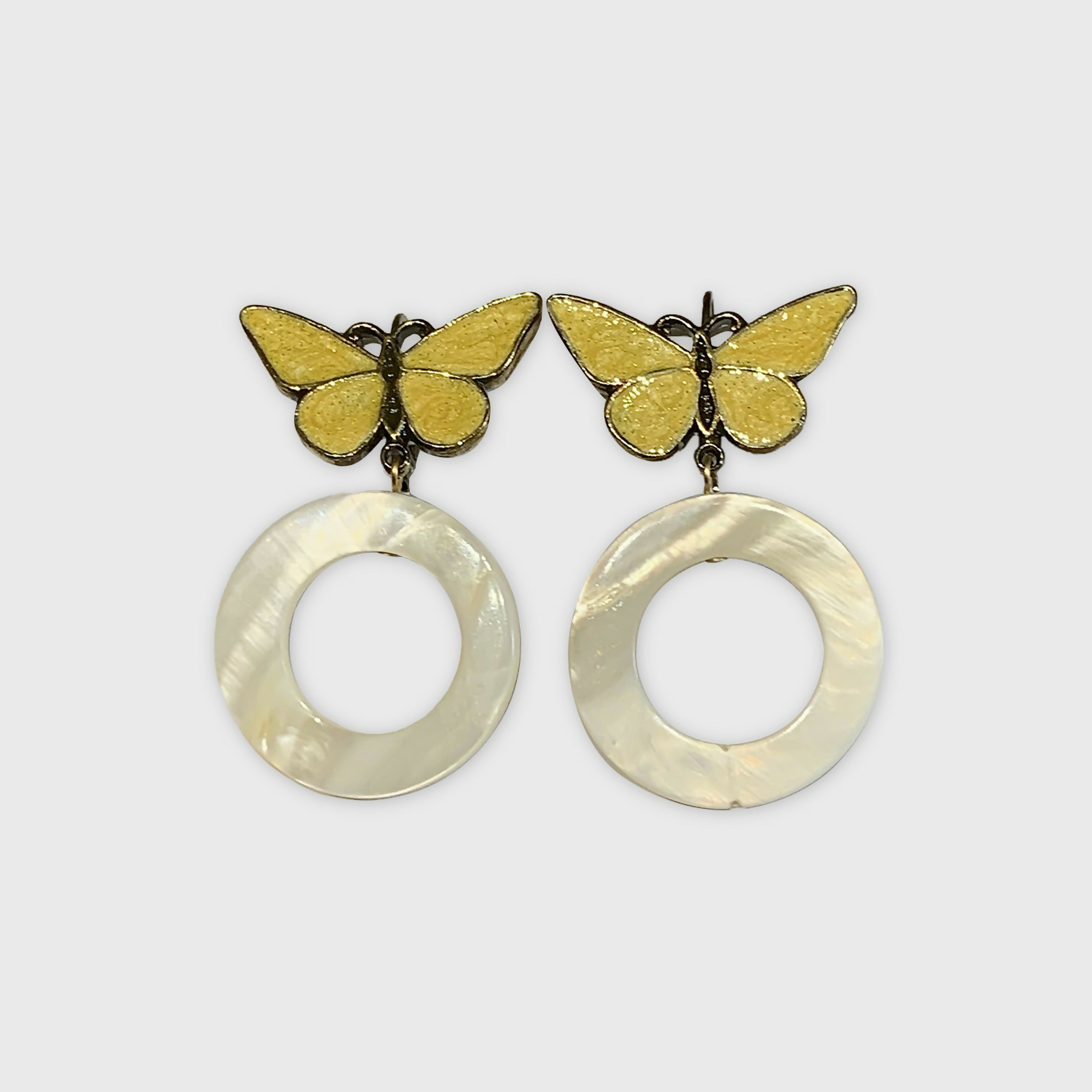 Boucles d’oreilles papillons jaune nacré | EMPREINTES Paris