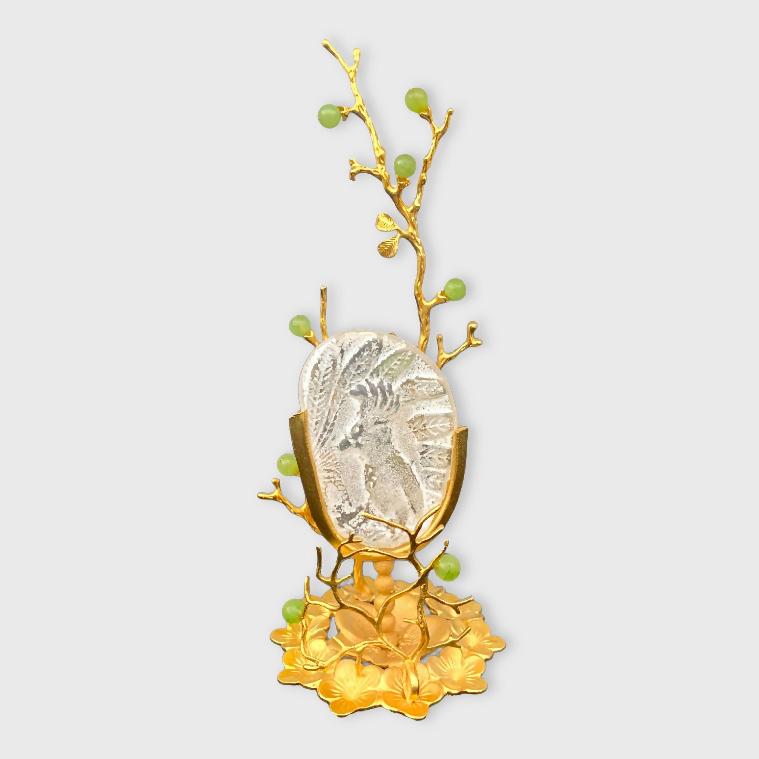 Sculpture miniature perroquet or et vert | EMPREINTES Paris