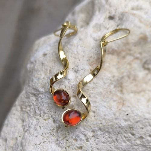 Boucles d'oreilles plaqué or et ambre | EMPREINTES Paris - EMPREINTES Paris