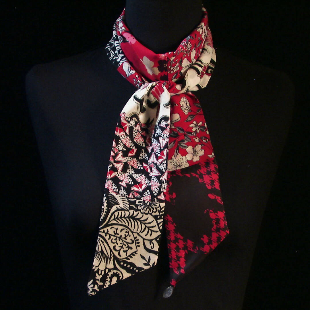 Bandeau soie floral rouge noir | EMPREINTES Paris