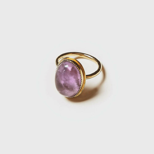 Bague ROSAIA plaqué or avec une améthyste. | EMPREINTES Paris - EMPREINTES Paris