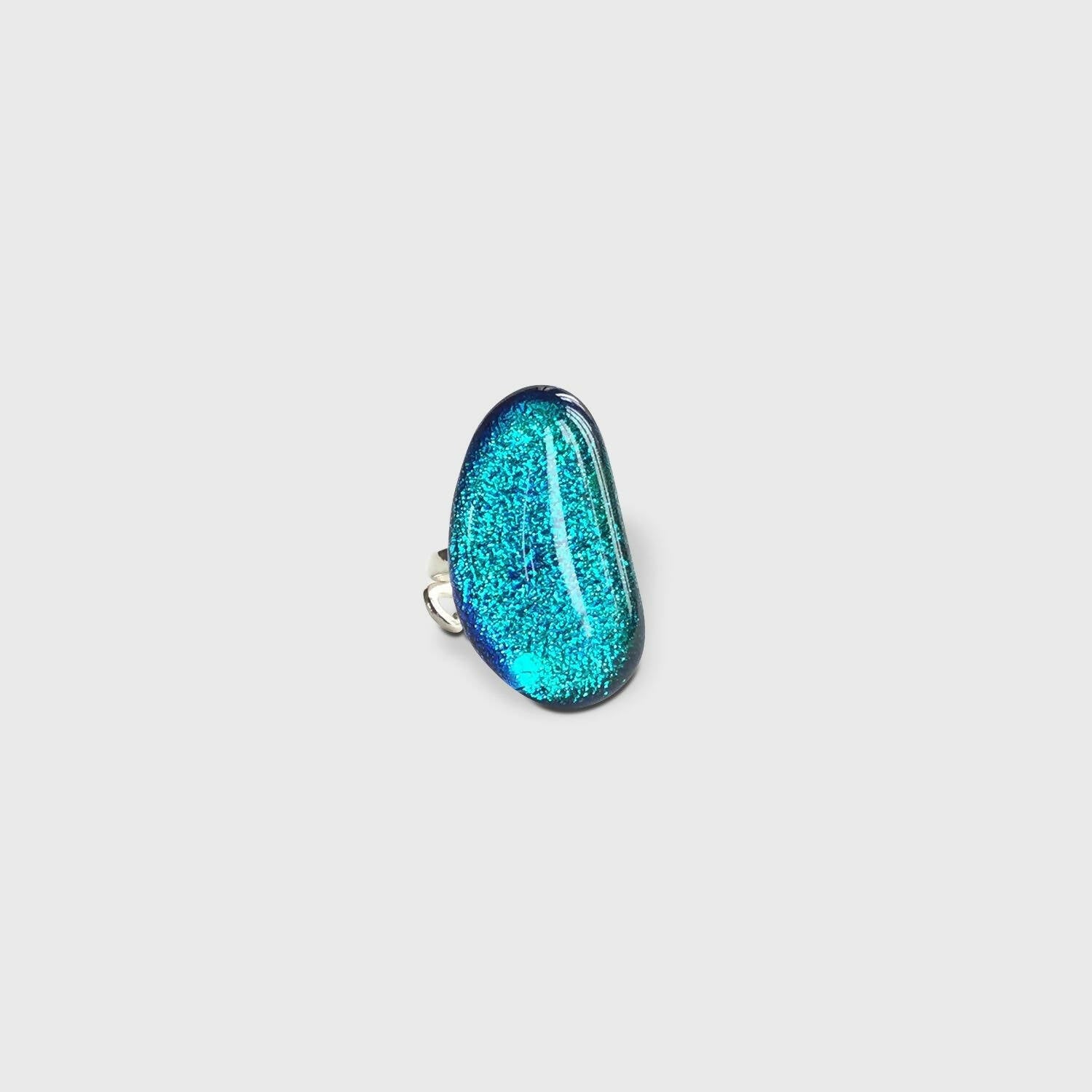 Bague FÈVE dichroïque bleu turquoise | EMPREINTES Paris