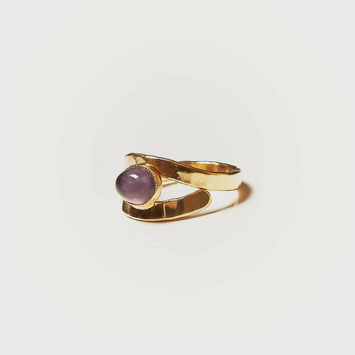 Bague EMULSIA plaqué or avec une améthyste. | EMPREINTES Paris - EMPREINTES Paris