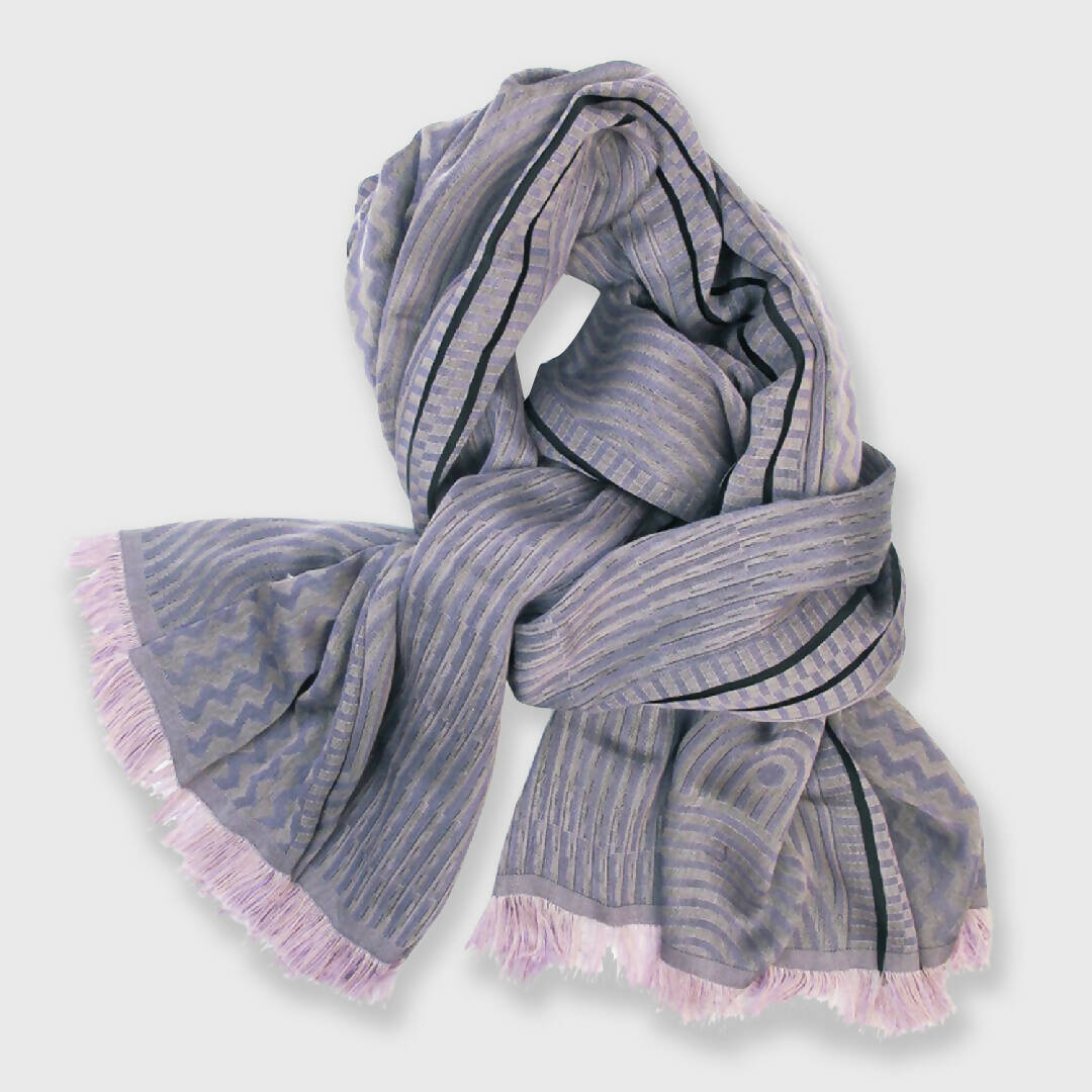 Écharpe maxi Coton Soie Parme Rose CINÉTIQUE | EMPREINTES Paris