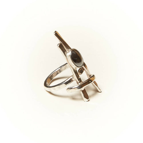 Bague LA BELLE PARISIENNE en argent avec une hématite. | EMPREINTES Paris - EMPREINTES Paris