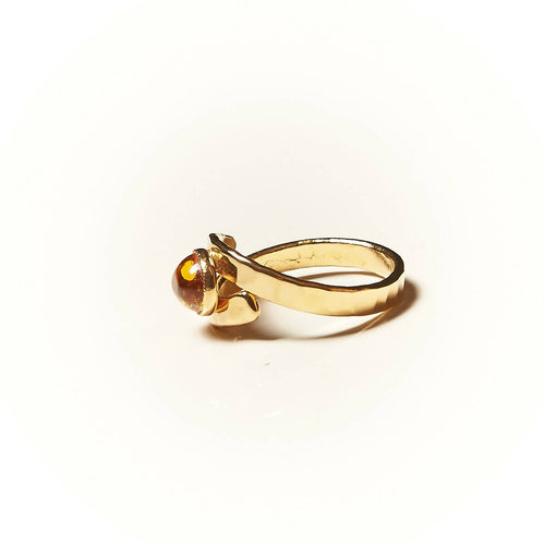 Bague EMULSIA plaqué or avec une ambre. | EMPREINTES Paris - EMPREINTES Paris