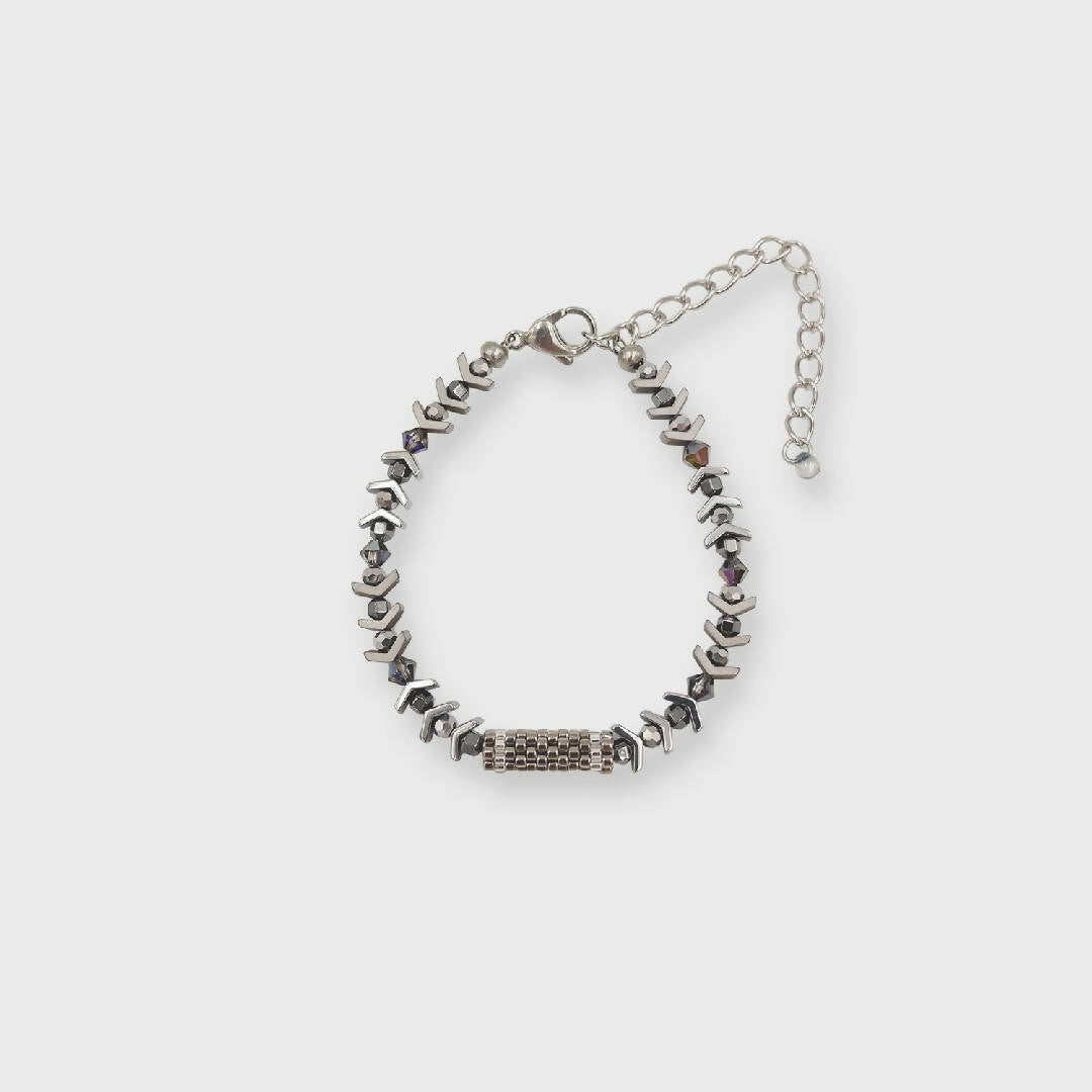 Bracelet collection Pagode argenté et cristal | EMPREINTES Paris