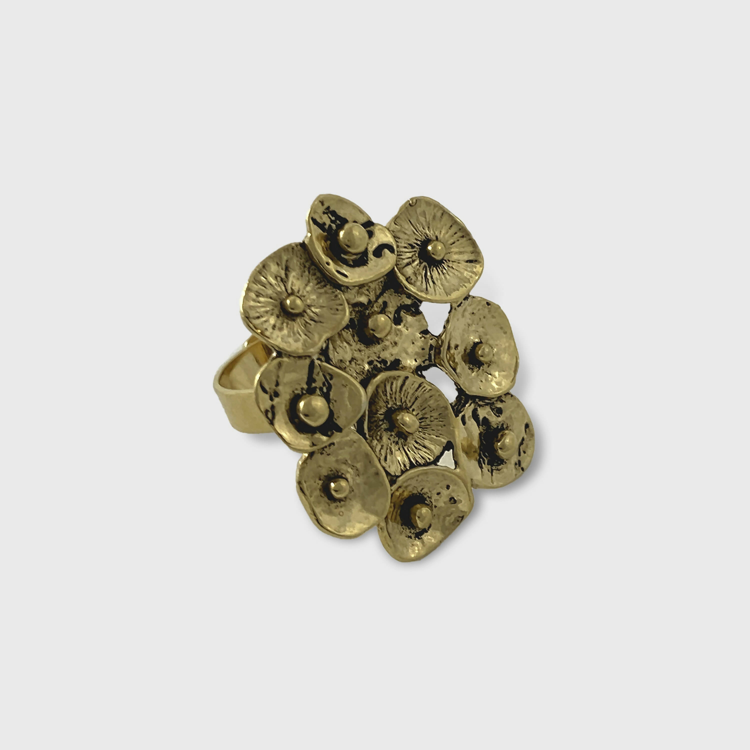 Bague réglable en étain dorée 1 | EMPREINTES Paris