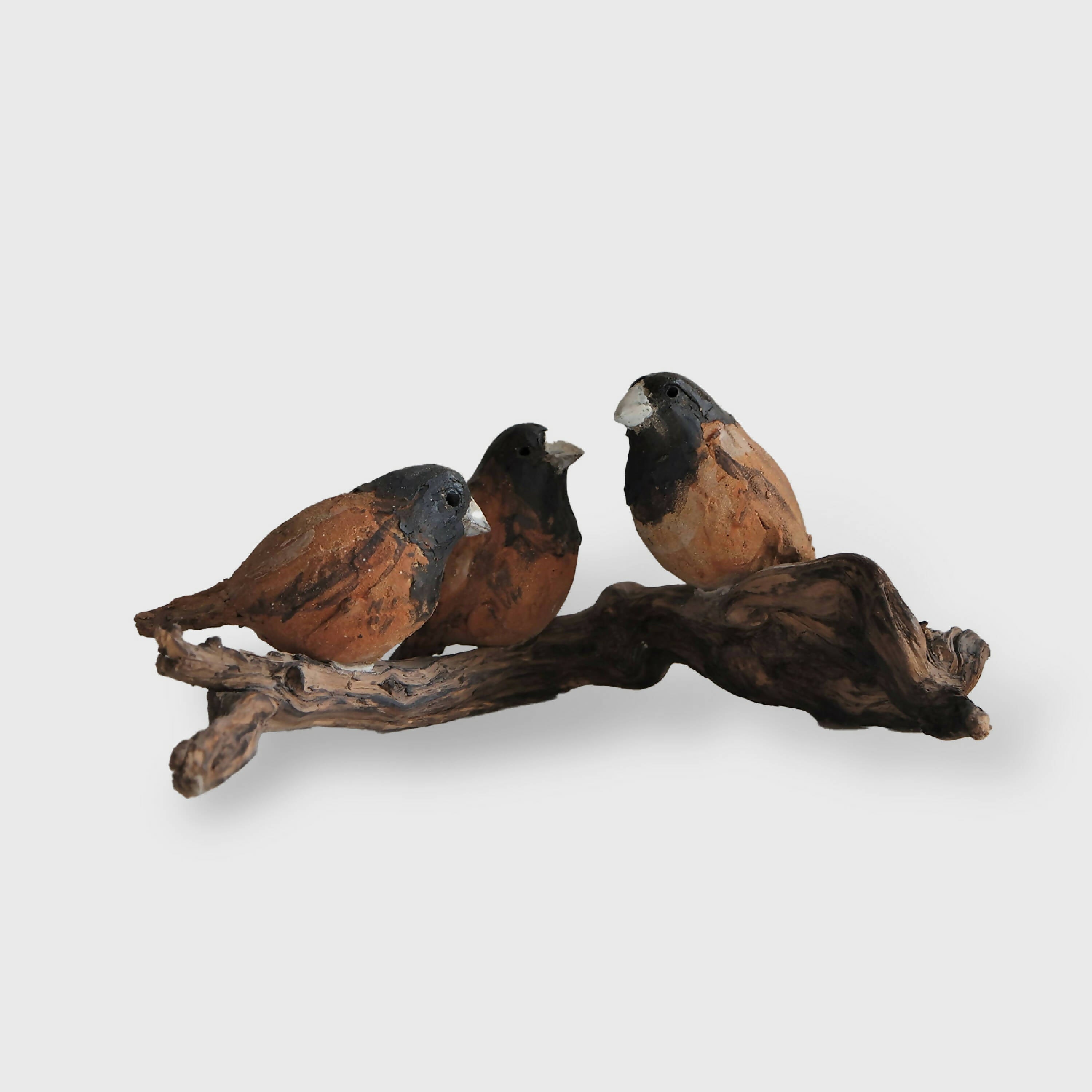 Sculpture Trio Capucins à tête noire sur bois | EMPREINTES Paris | EMPREINTES Paris