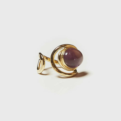 Bague VOLUPTIA plaqué or avec une améthyste. | EMPREINTES Paris - EMPREINTES Paris