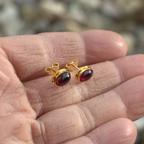 Boucles d'oreille plaqué or Grenat Classica | EMPREINTES Paris - EMPREINTES Paris