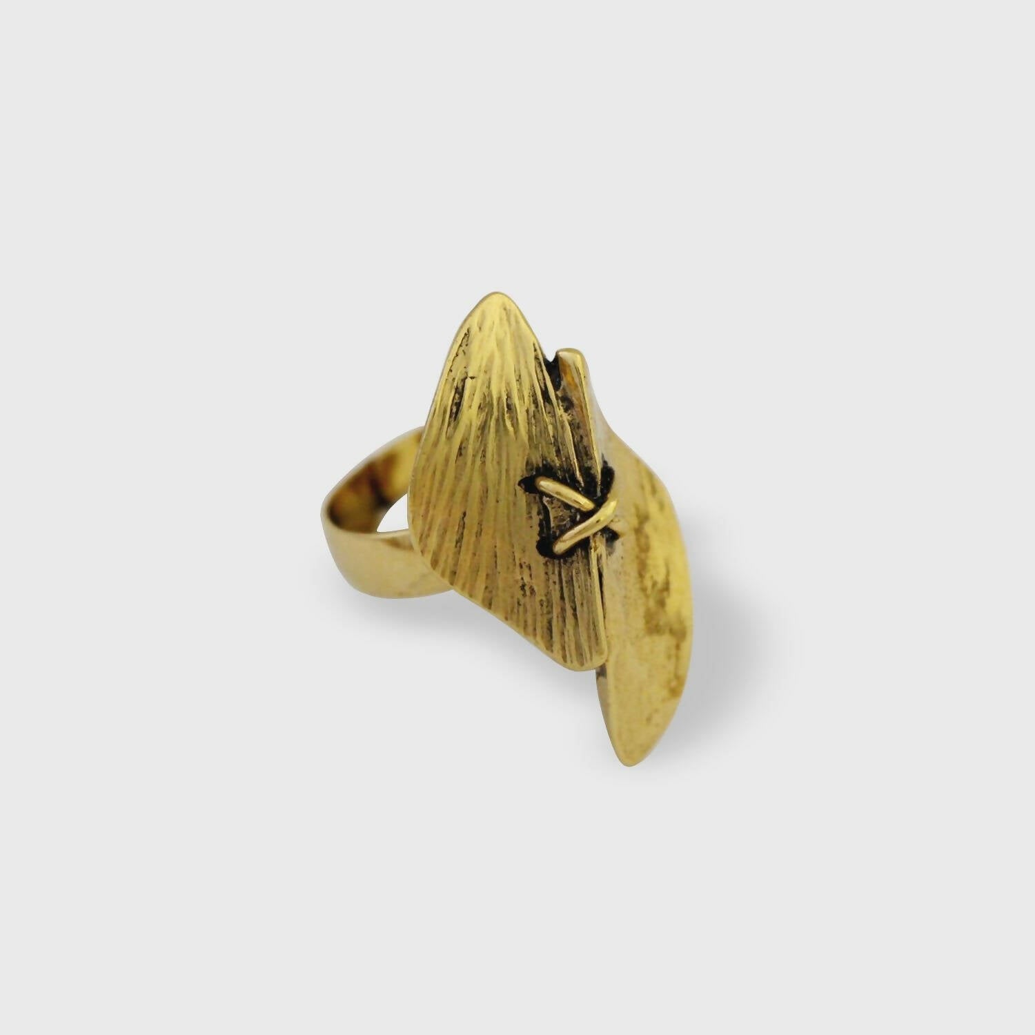 Bague réglable en étain dorée 10 | EMPREINTES Paris
