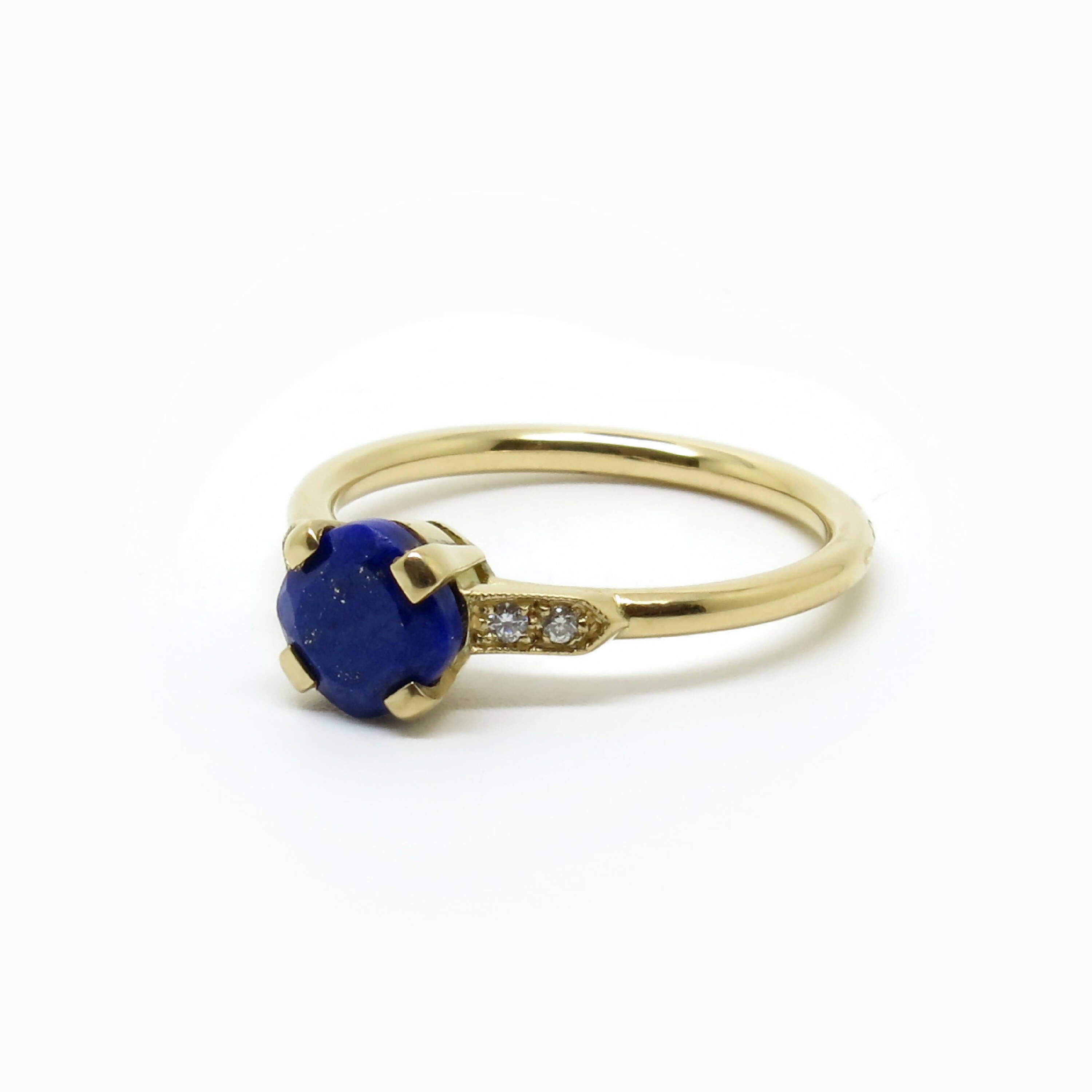 Solitaire coussin Lapis lazuli et Diamants | EMPREINTES Paris