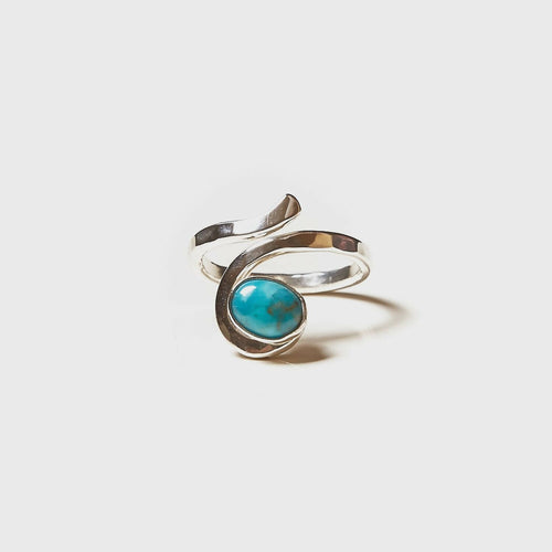 Bague PERCE NEIGE en argent avec une turquoise. | EMPREINTES Paris - EMPREINTES Paris