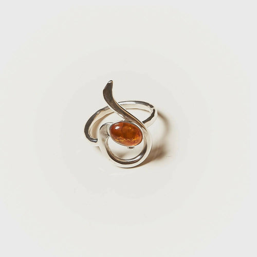 Bague LIZAE en argent avec une ambre. | EMPREINTES Paris - EMPREINTES Paris