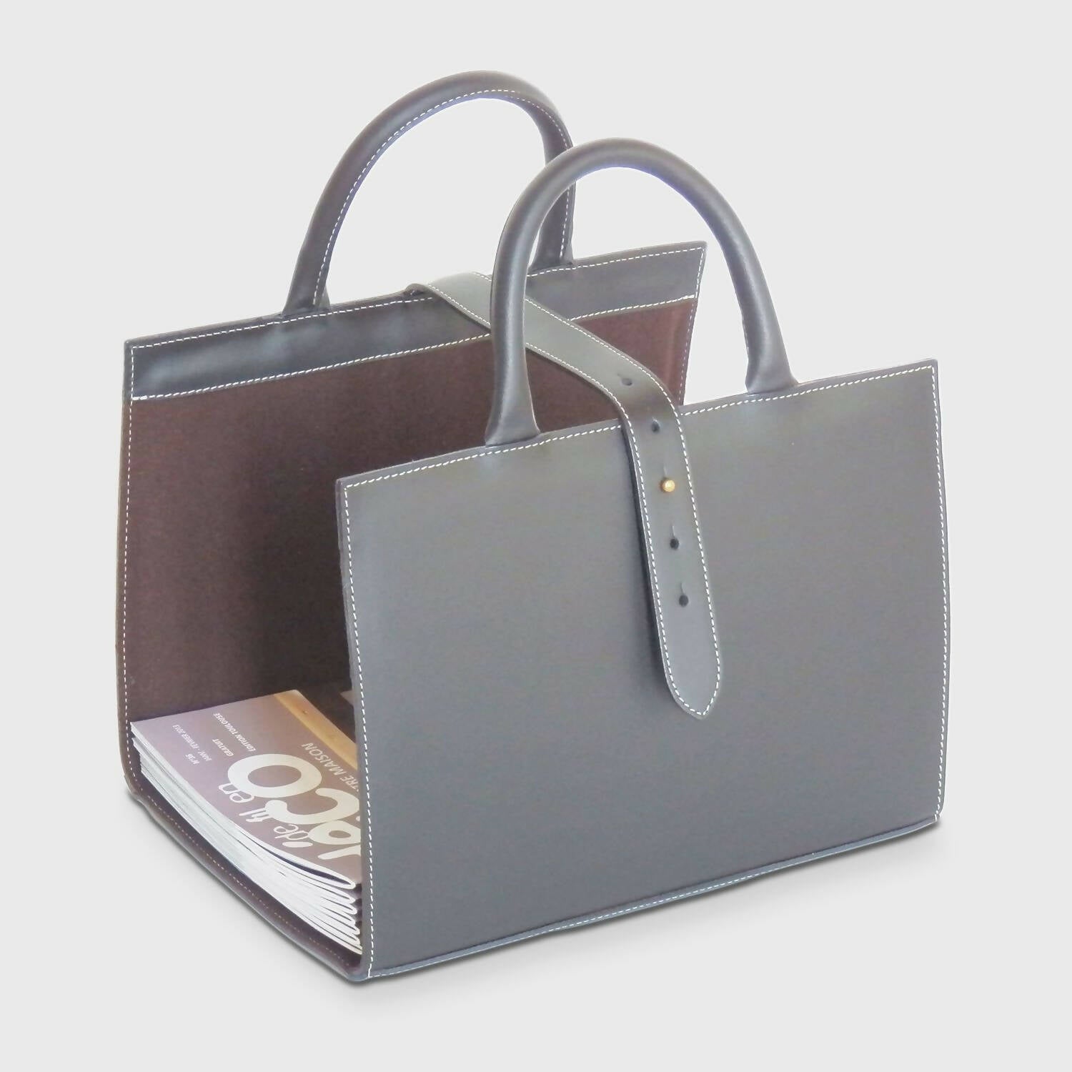 Porte revues en cuir gris | EMPREINTES Paris | EMPREINTES Paris