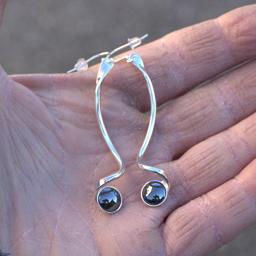 Boucles d'oreilles argent Hématite Glaolia | EMPREINTES Paris - EMPREINTES Paris