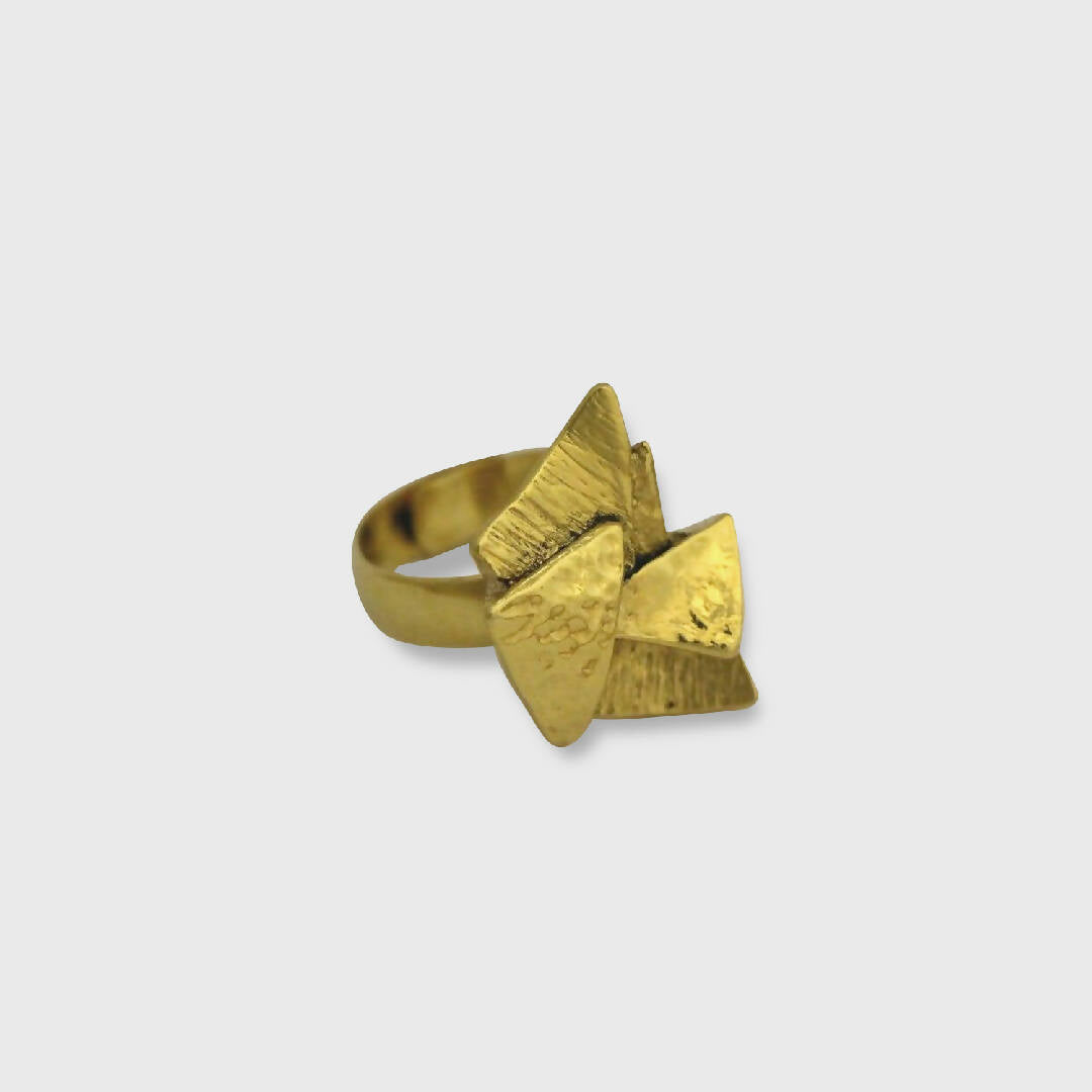 Bague réglable en étain dorée 16 | EMPREINTES Paris