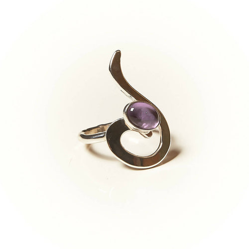 Bague LIZAE en argent avec une améthyste. | EMPREINTES Paris - EMPREINTES Paris