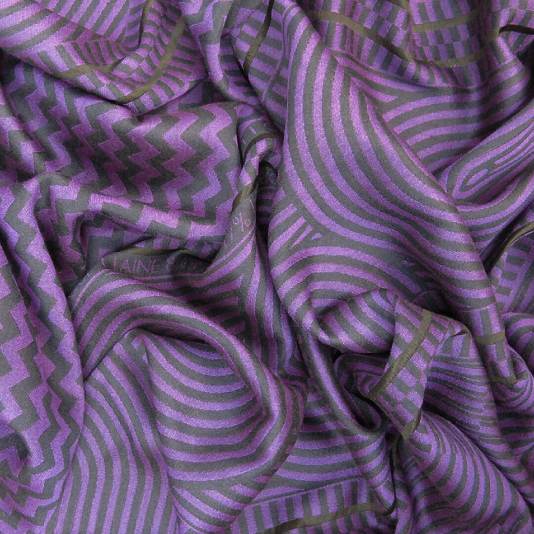 Écharpe maxi Laine Soie Marine Aubergine CINÉTIQUE | EMPREINTES Paris