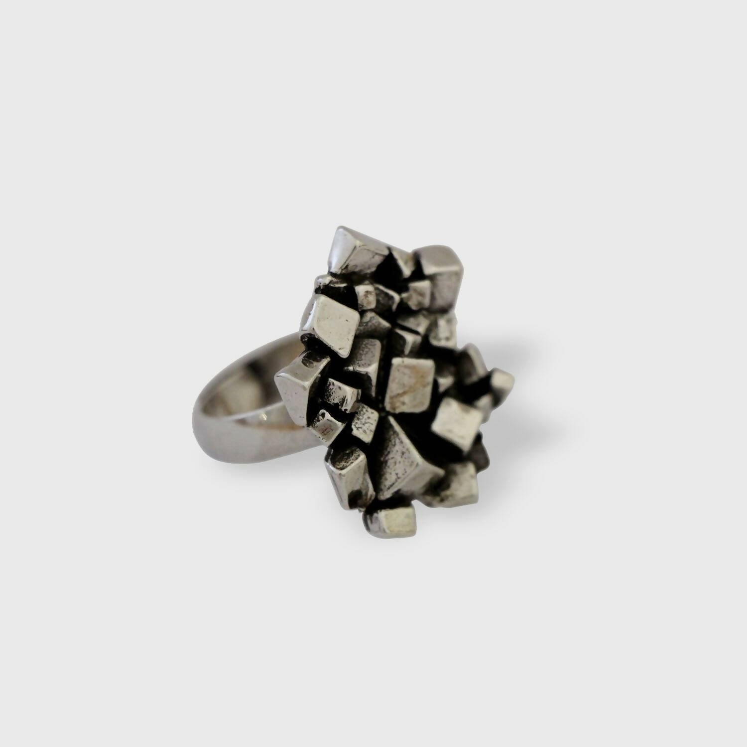 Bague réglable en étain argentée 14 | EMPREINTES Paris