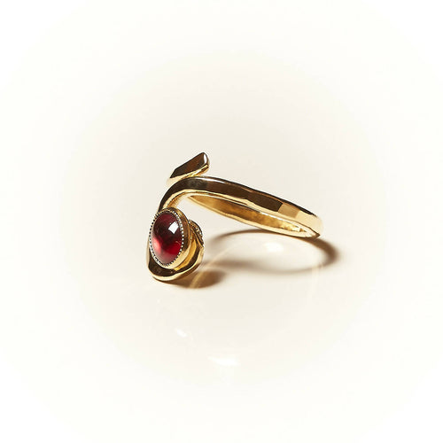 Bague PERCE NEIGE plaqué or avec un grenat. | EMPREINTES Paris - EMPREINTES Paris