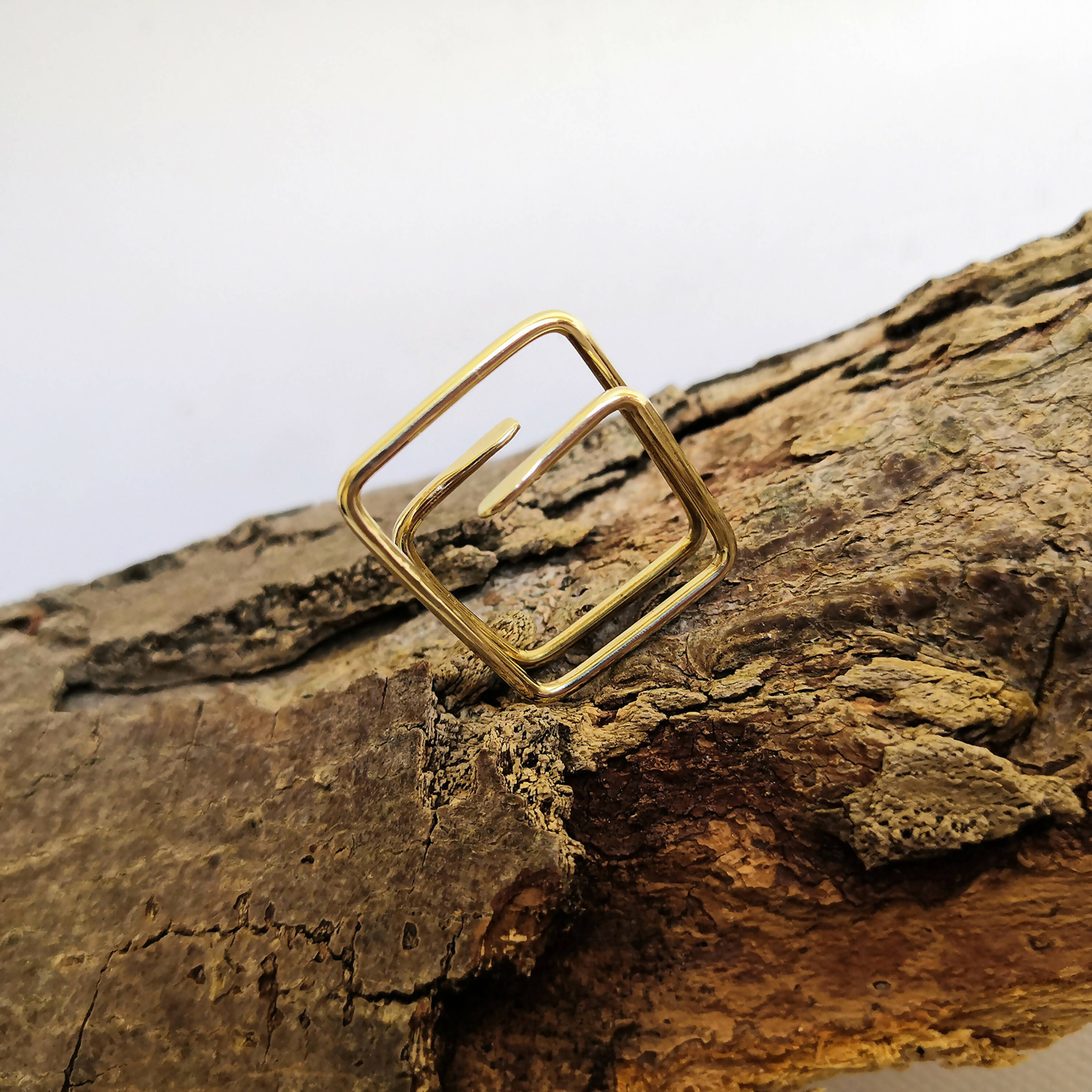 Bague A deux pas carré Laiton | EMPREINTES Paris