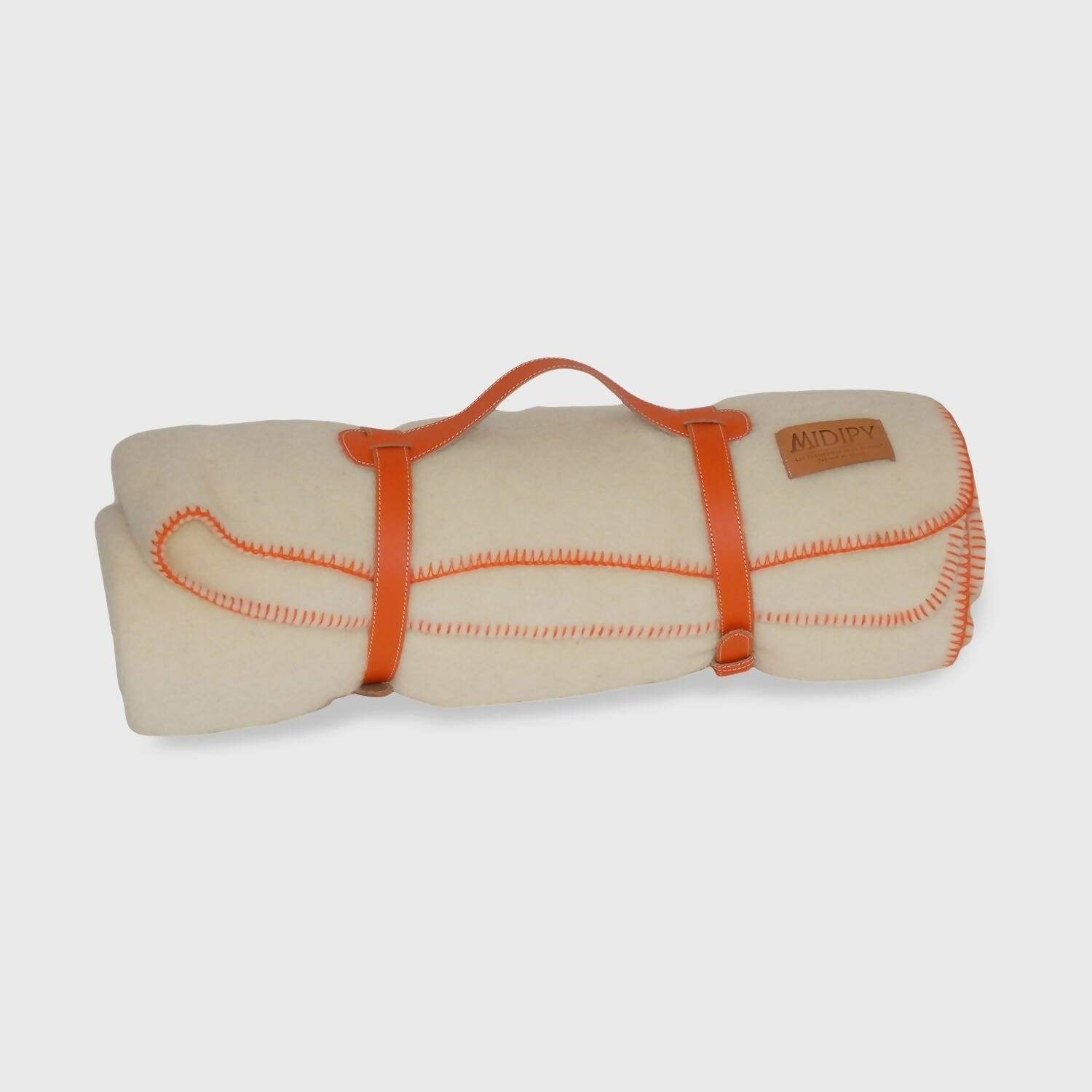 Plaid Haute Laine Naturelle finition orange | EMPREINTES Paris