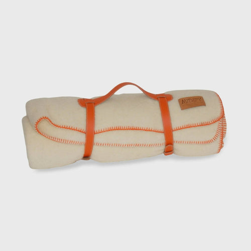 Plaid Haute Laine Naturelle finition orange | EMPREINTES Paris - EMPREINTES Paris