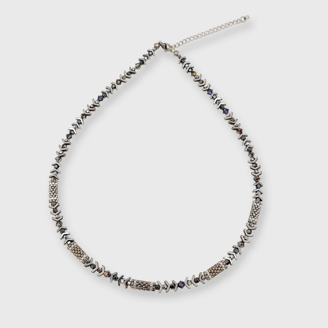 Collier collection Pagode argenté et cristal | EMPREINTES Paris