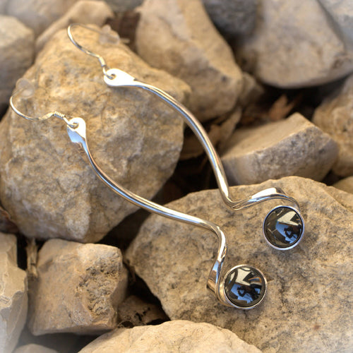 Boucles d'oreilles argent Hématite Glaolia | EMPREINTES Paris - EMPREINTES Paris