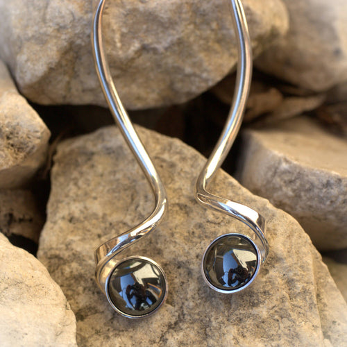 Boucles d'oreilles argent Hématite Glaolia | EMPREINTES Paris - EMPREINTES Paris