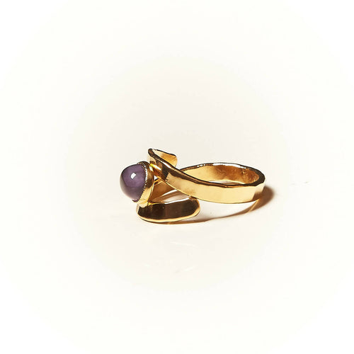 Bague EMULSIA plaqué or avec une améthyste. | EMPREINTES Paris - EMPREINTES Paris