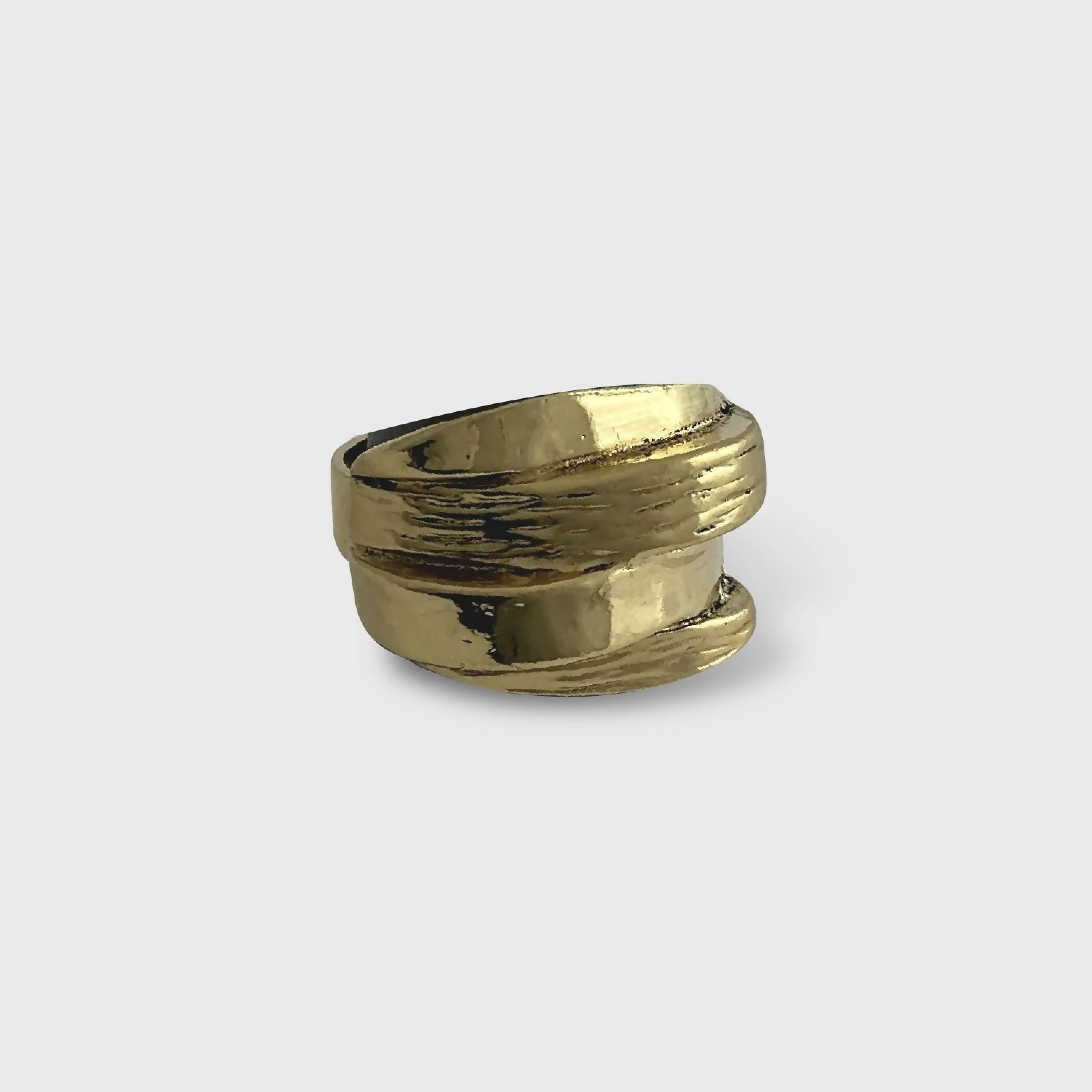 Bague réglable en étain dorée 4 | EMPREINTES Paris