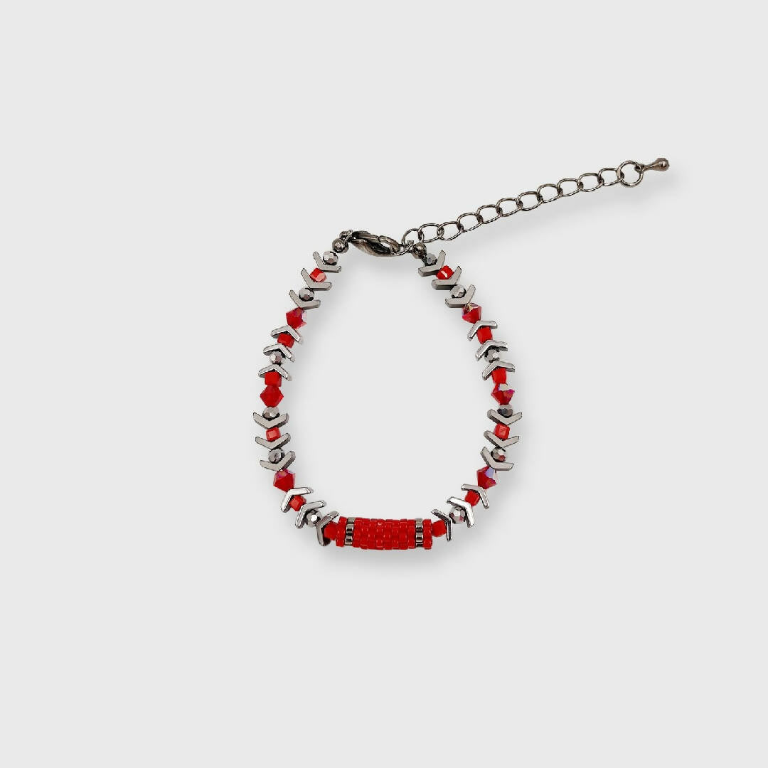Bracelet collection Pagode rouge et argenté | EMPREINTES Paris