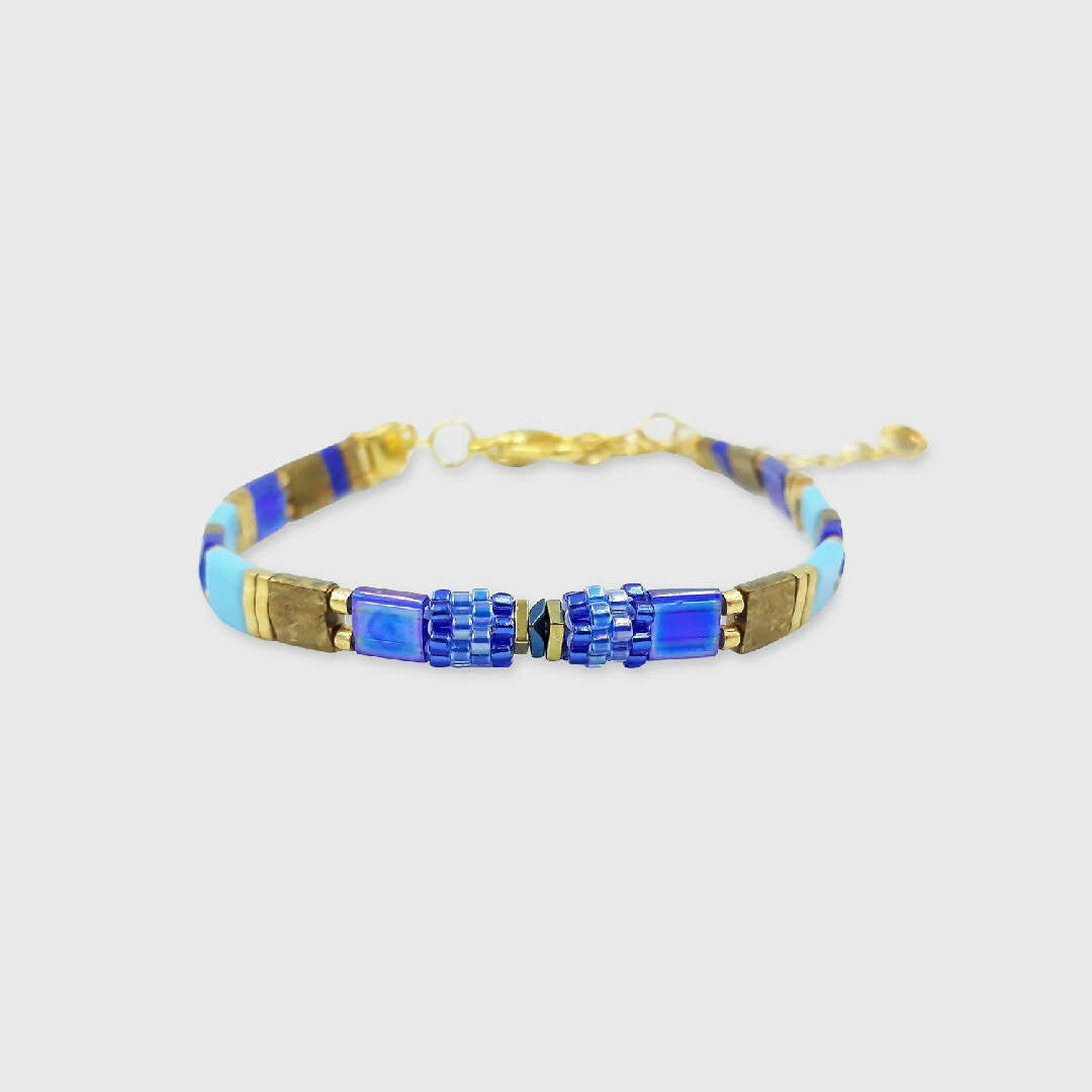 Bracelet Sunny Fun bleu turquoise et or | EMPREINTES Paris