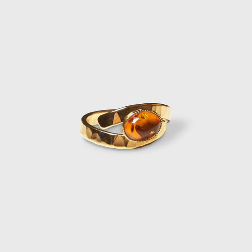 Bague EMULSIA plaqué or avec une ambre. | EMPREINTES Paris - EMPREINTES Paris