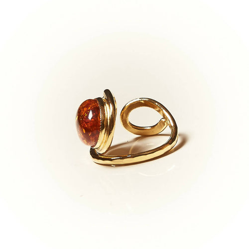 Bague VOLUPTIA plaqué or avec une ambre. | EMPREINTES Paris - EMPREINTES Paris