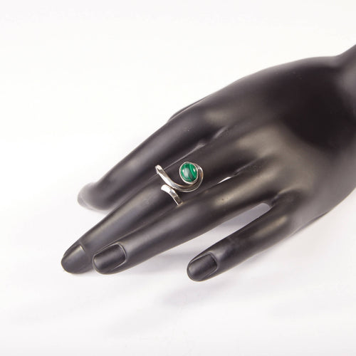 Bague PERCE NEIGE en argent avec une malachite. | EMPREINTES Paris - EMPREINTES Paris