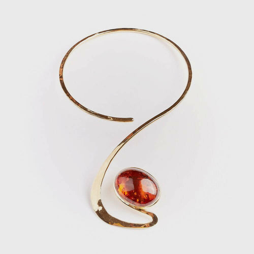 Collier PRINCESSE plaqué or avec une ambre. | EMPREINTES Paris - EMPREINTES Paris