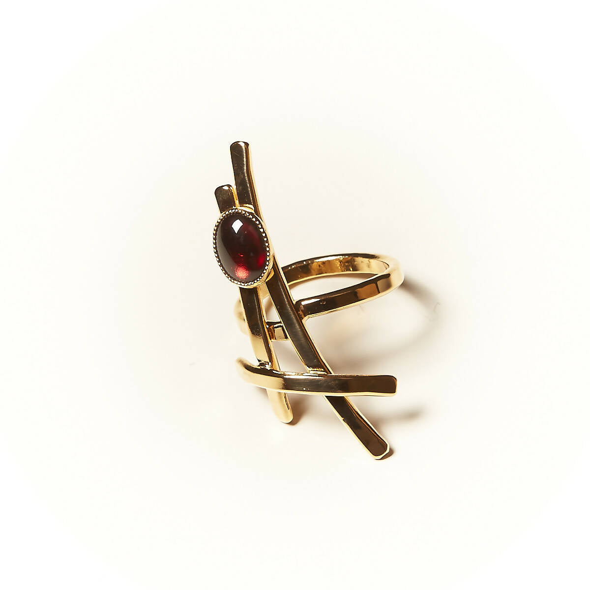 Bague BELLE PARISIENNE plaqué or avec un grenat | EMPREINTES Paris